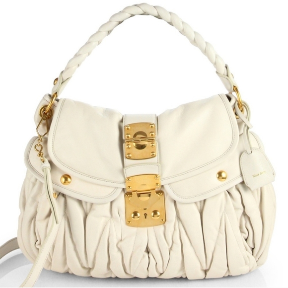 Miu Miu Coffer Matelasse Hobo Braided Leather Bag